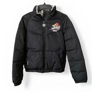 New Members Only Powerpuff Girls Puffer Jacket Black Cartoon Network Medium